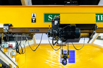Close up electric over head crane hoist with trolley frame drive unit wire rope hook block for...