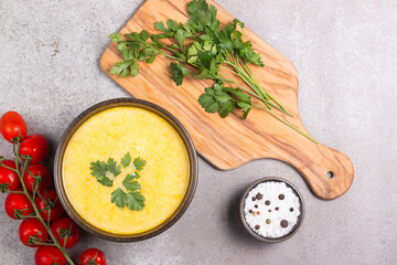 Creamy chicken and cheese soup. Comfort food.