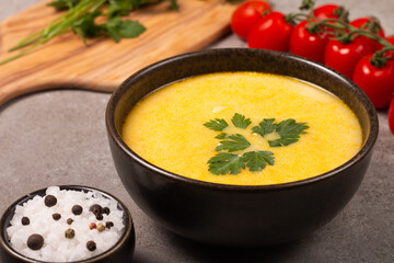 Creamy chicken and cheese soup. Comfort food.