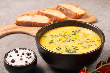 Creamy chicken and cheese soup. Comfort food.