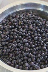Blueberries for dumplings. Close-up.