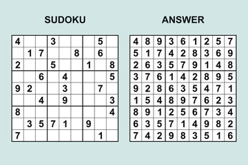 Vector sudoku with answer 465. Puzzle game with numbers.