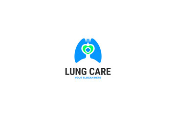 Flat illustration healthy human lungs logo design vector template idea