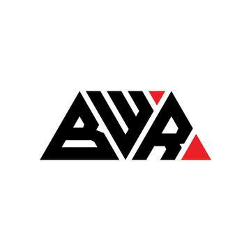 BWR triangle letter logo design with triangle shape. BWR triangle logo design monogram. BWR triangle vector logo template with red color. BWR triangular logo Simple, Elegant, and Luxurious Logo...