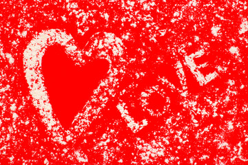Love for Valentine's day, white heart on red paper background