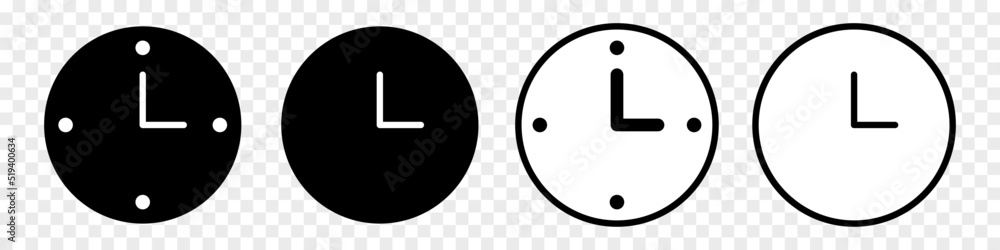 Poster clock icon set. modern clock pictogram for applications. vector illustration isolated on transparent