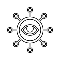 Fototapeta premium eye, network monitoring outline icon. Line art vector.