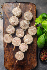 kebab offal meat pork Troyes food fresh dish healthy meal food snack on the table copy space food background rustic