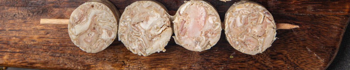 kebab offal meat pork Troyes food fresh dish healthy meal food snack on the table copy space food background rustic