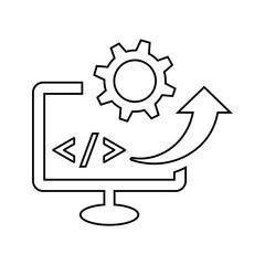 Software, code, coding, html outline icon. Line art vector.