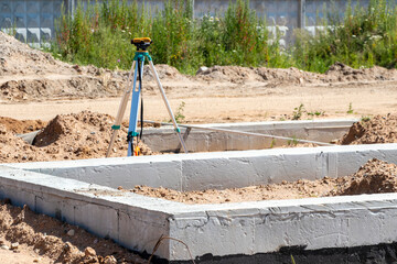 Strip foundation of a new building. The foundation for the construction of the walls of the house....