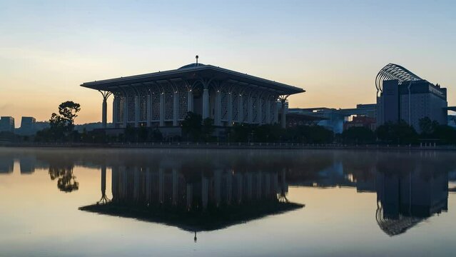 Tuanku Mizan Zainal Abidin Mosque, Putrajaya during sunrise