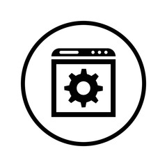 Web setting webpage icon. Black vector graphics.