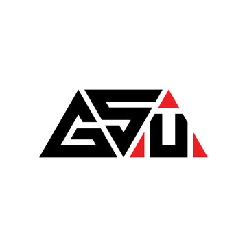 GSU triangle letter logo design with triangle shape. GSU triangle logo design monogram. GSU triangle vector logo template with red color. GSU triangular logo Simple, Elegant, and Luxurious Logo...