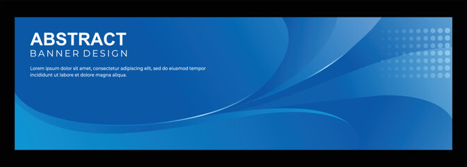 Abstract blue color wavy banner design vector