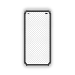 Realistic smartphone with blank screen and transparent background isolated on background. Mock up mobile. Vector 10 eps