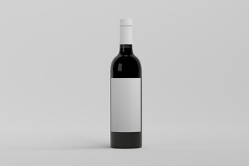 Wine bottle mockup on white background