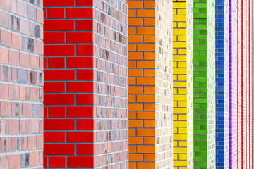 Rows of colourful brick walls, Poland