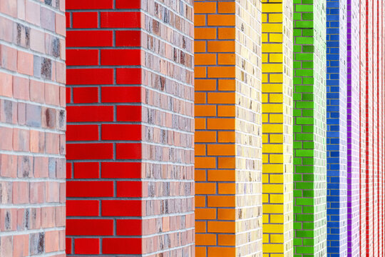 Rows of colourful brick walls, Poland