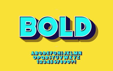 Vector font 3d bold style for decoration, banner, infographics, motion graphic, party poster, kids book, t shirt, flyer, printing on fabric, industrial. Cool typeface. Trendy alphabet. 10 eps