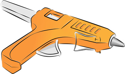 Hot glue gun and glue sticks. Vector illustration