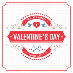 Happy Valentine's day card on circle background pink color. Vector illustration