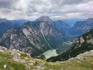 Lake Landro in the Dolomites, trekking in Italy
