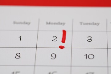 Calendar with marked date February 2nd, closeup. Groundhog day