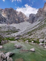 Lake Popera in the Dolomites, trekking in Italy