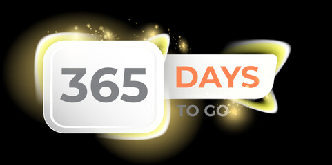 365 days to go countdown black modern horizontal banner design template. 365 days to go sale announcement black stylish banner, label, sticker, icon, poster and flyer.
