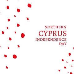 Fototapeta na wymiar Illustration of northern cyprus independence day text and red doodles over white background