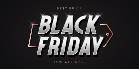 Vector black friday banner template with gold tag for mega sale, web site background, social media publication, promotion, special offer, advertisement, hot price and discount poster. 10 eps