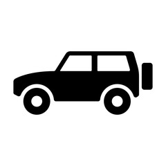Car icon. SUV. Off-road transport. Black silhouette. Side view. Vector simple flat graphic illustration. Isolated object on a white background. Isolate.