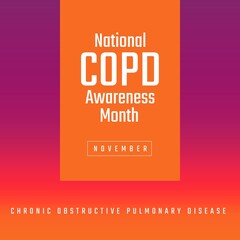 Obraz premium Composition of copd awareness month text over purple background