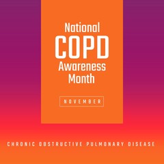 Composition of copd awareness month text over purple background