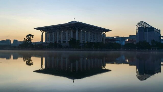 Tuanku Mizan Zainal Abidin Mosque, Putrajaya during sunrise