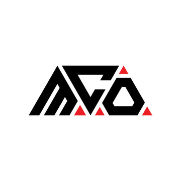 MCO triangle letter logo design with triangle shape. MCO triangle logo design monogram. MCO triangle vector logo template with red color. MCO triangular logo Simple, Elegant, and Luxurious Logo...