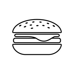 Cheeseburger line icon. Tasty hamburger topped with cheese. Vector Illustration