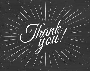 Thank you card with black background. Vector Illustration