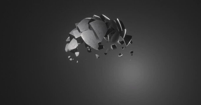Animation of sphere disappearing on grey background