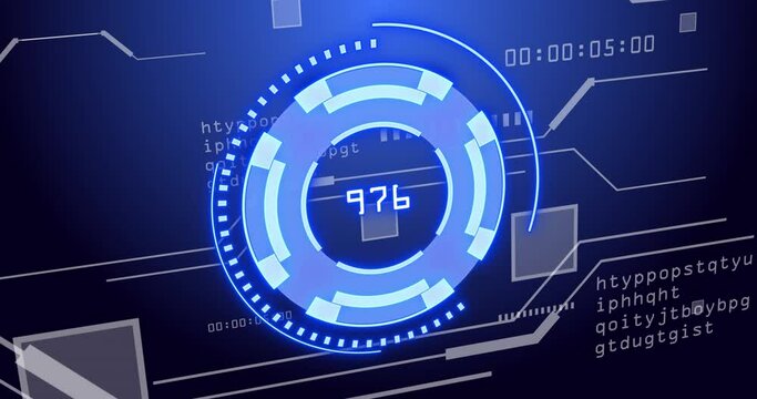 Animation of scope scanning over data processing on black background