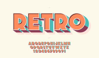 Vector retro font bold style modern typography for infographics, motion graphics, video, promotion, decoration, logotype, party poster, t shirt, book, animation, banner, game, printing. 10 eps