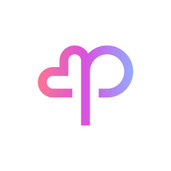 Letter P heart modern minimal logo design