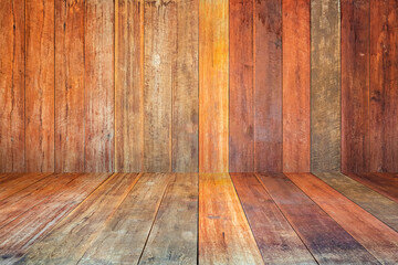 empty wooden planks wall perspective floor room interior background