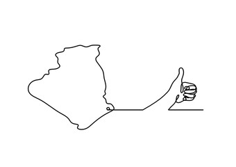 Map of France, Algeria with hand as line drawing on white background © suns07butterfly