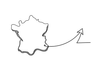 Map of France, Algeria with direction as line drawing on white background © suns07butterfly