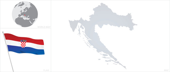 Croatia map and flag. vector