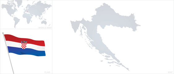 Croatia map and flag. vector