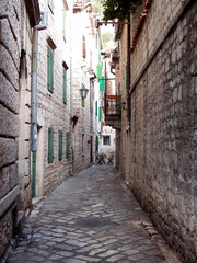 Fototapeta na wymiar Street view of the old town of Kotor, Montenegro
