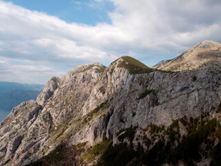 Beautiful view of mountain landscape with trees, mountains